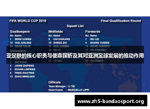 亚足联的核心职责与使命探析及其对亚洲足球发展的推动作用 亚足联的核心职责与使命探析及其对亚洲足球发展的推动作用
